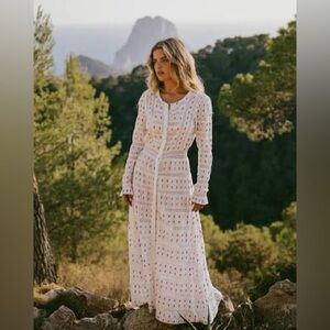 Loveshackfancy White Lace Fabiana Garden Multi Maxi Dress 10 NWT